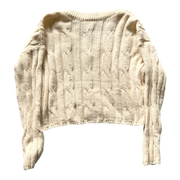 J.Crew Cable-Knit V-Neck Crop Sweater Sz L NM613 - Picture 10 of 13